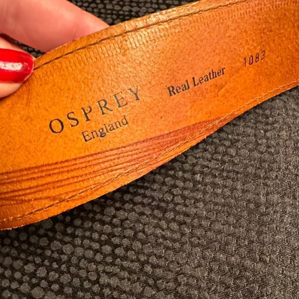 Osprey London Womens Genuine Leather Belt Forest Green Brown EUC Size 30 Small M